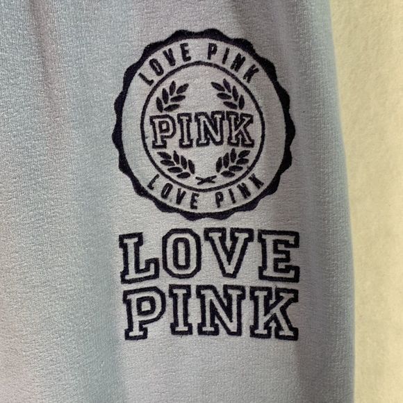 Victoria’s Secret PINK blue joggers size medium stretch embroidered logo - Picture 3 of 6